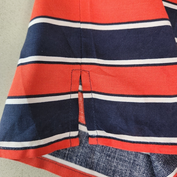 J. Crew 100% Silk Red White and Blue Striped Short Sleeve Top - Size 4 - Picture 5 of 10